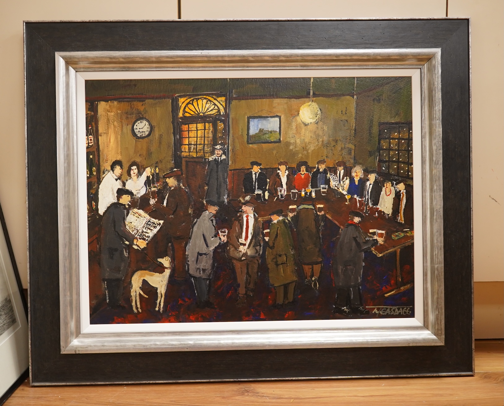Malcolm Teasdale (b.1944), Pub interior, signed, oil on board, 45 x 60cm